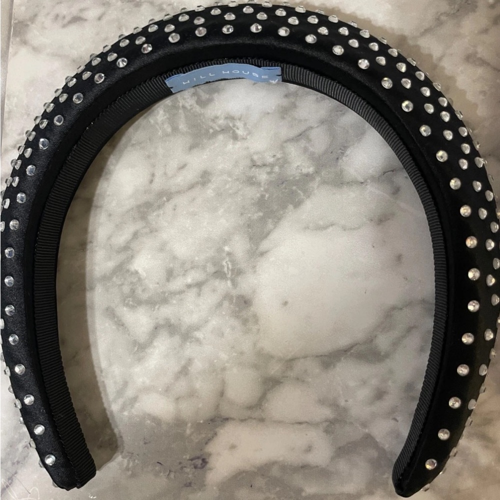 $128 NEW hill house home black jeweled satin "Halo" headband